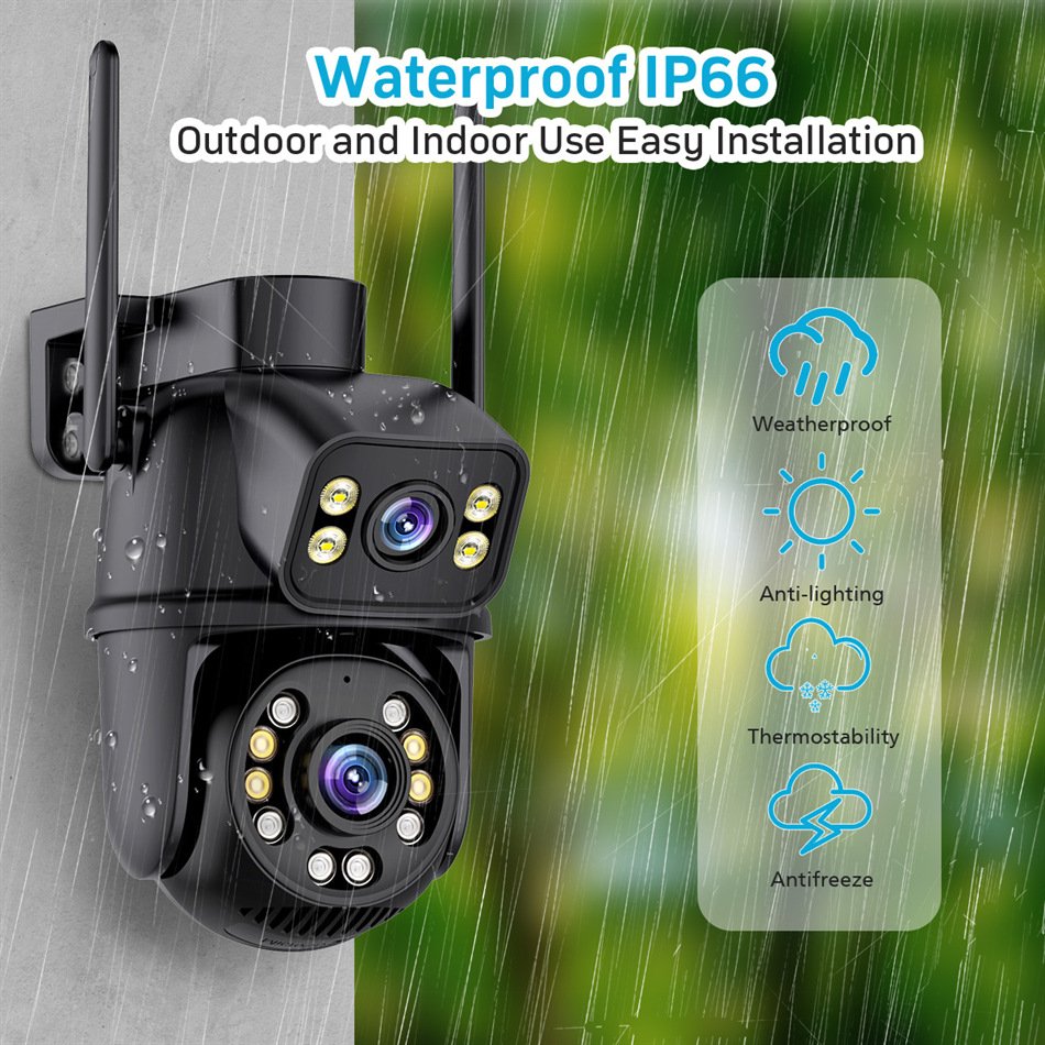 6MP Dual Lens iCsee ptz WIFI Camera Outdoor Human Auto Tracking Wireless Security icsee WIFI Camera