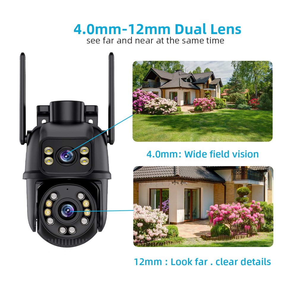 6MP Dual Lens iCsee ptz WIFI Camera Outdoor Human Auto Tracking Wireless Security icsee WIFI Camera