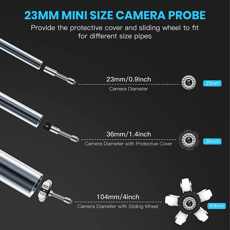 9 Inch 50M 100M 200M Waterproof Camera With Memory Card Recording Video CCTV Robot Drain Sewer Pipe Inspection Camera