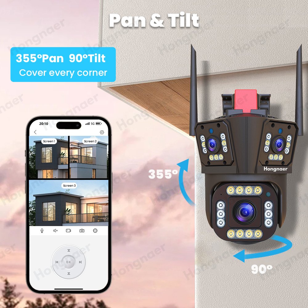 4K outdoor 4X Optical Zoom Surveillance WIFI Security Camera System Ip Network Camera Three Lens outdoor PTZ 360 CCTV Camera