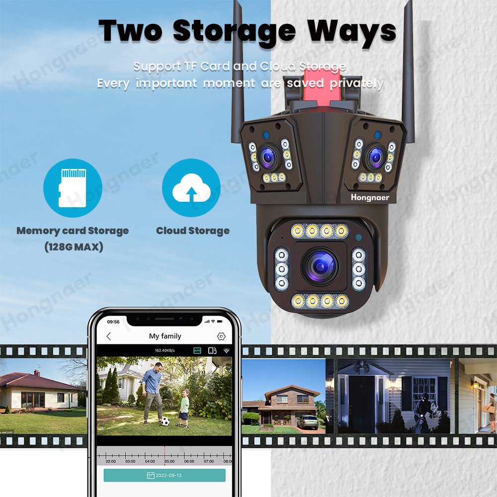 4K outdoor 4X Optical Zoom Surveillance WIFI Security Camera System Ip Network Camera Three Lens outdoor PTZ 360 CCTV Camera
