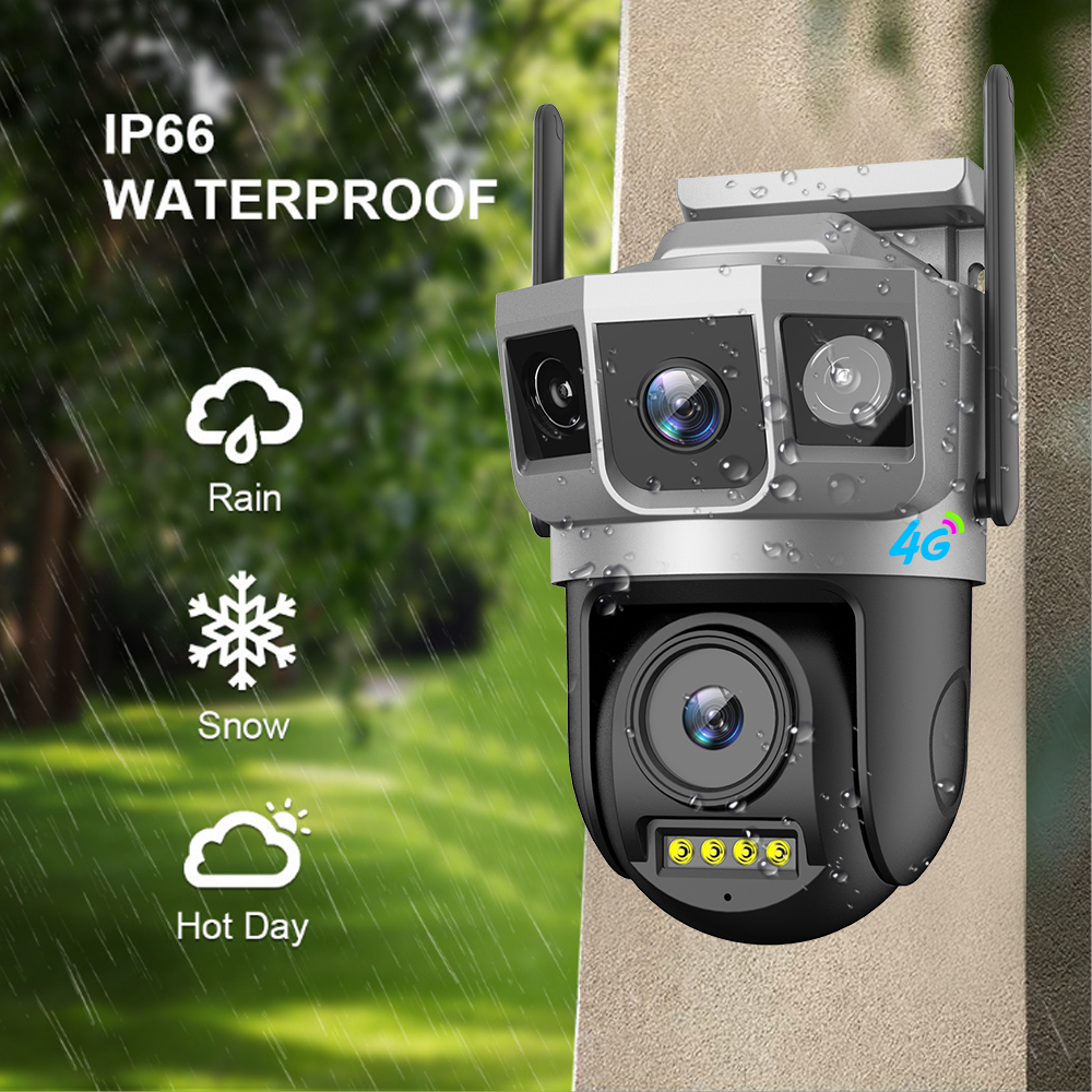 V380pro 4k 4g Security Camera System Wireless Outdoor Waterproof Ip66 Dual Lens Three Screen Ptz 360 4g Sim Card Cctv Camera
