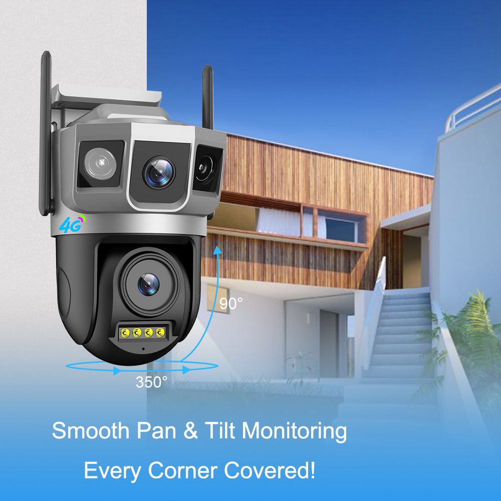 V380pro 4k 4g Security Camera System Wireless Outdoor Waterproof Ip66 Dual Lens Three Screen Ptz 360 4g Sim Card Cctv Camera