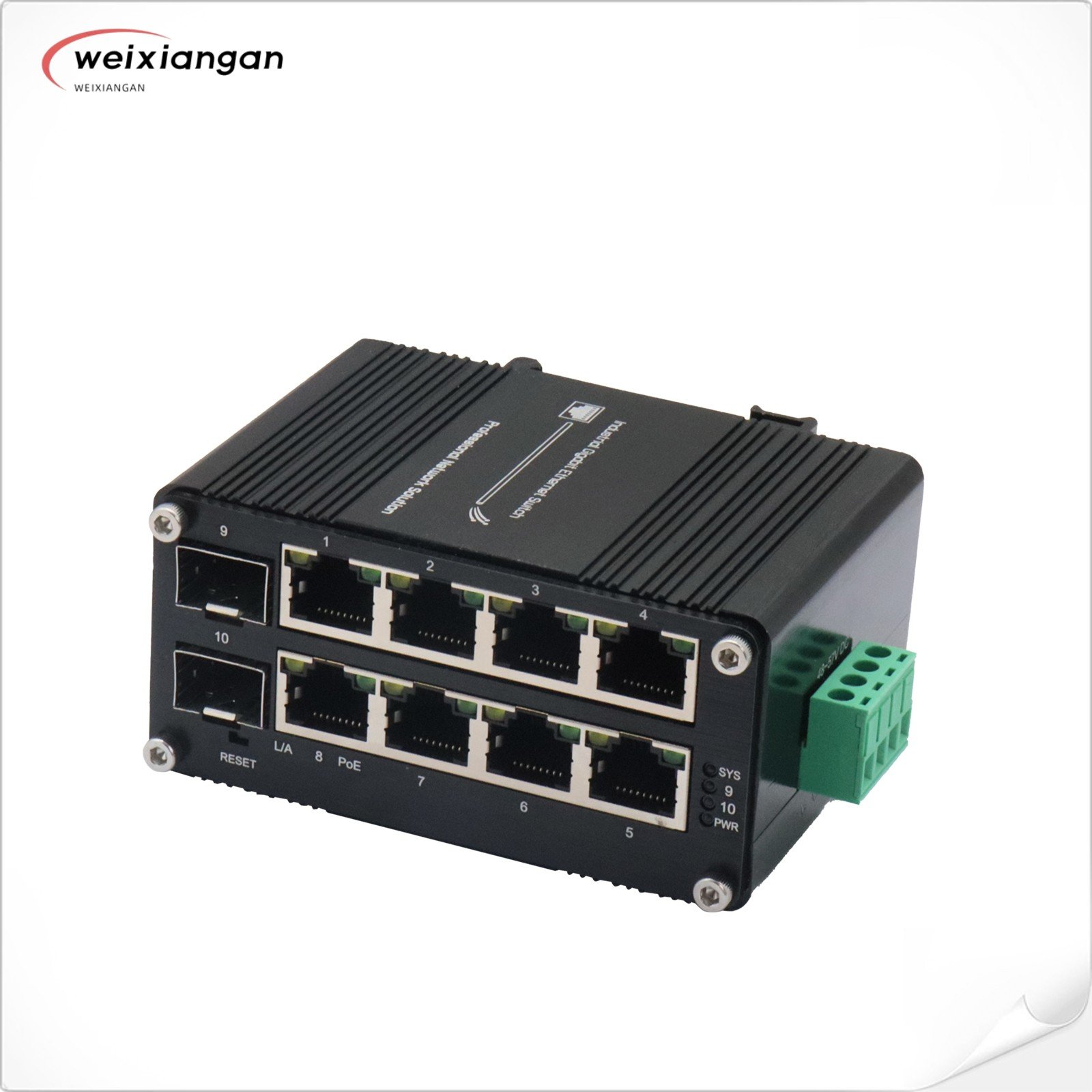 Gigabit Industrial DIN Rail Power Over Ethernet Network Switch IP Cameras VoIP Phones Wireless APs 8 Port PoE Switch
