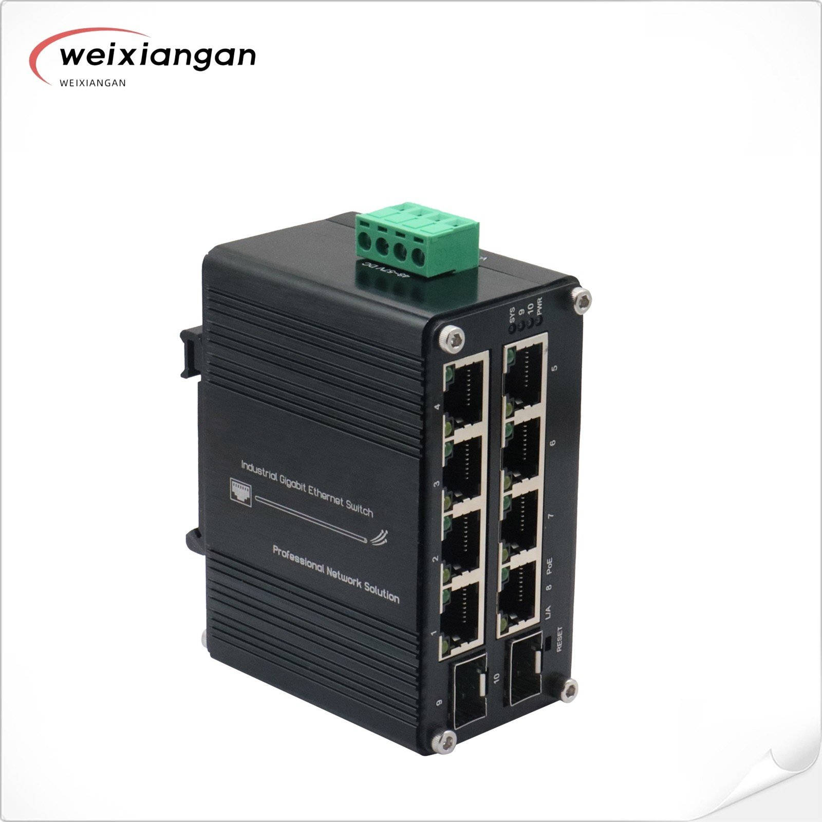 Gigabit Industrial DIN Rail Power Over Ethernet Network Switch IP Cameras VoIP Phones Wireless APs 8 Port PoE Switch