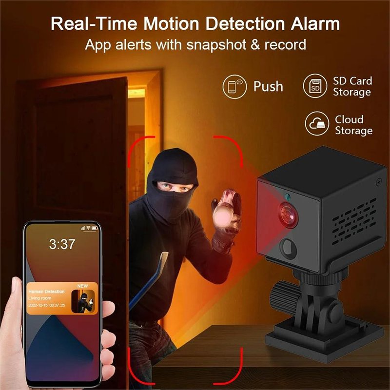 mini camera sans fil 3MP Indoor Security Color Night Vision Alarm Push Motion Detection 4G camera