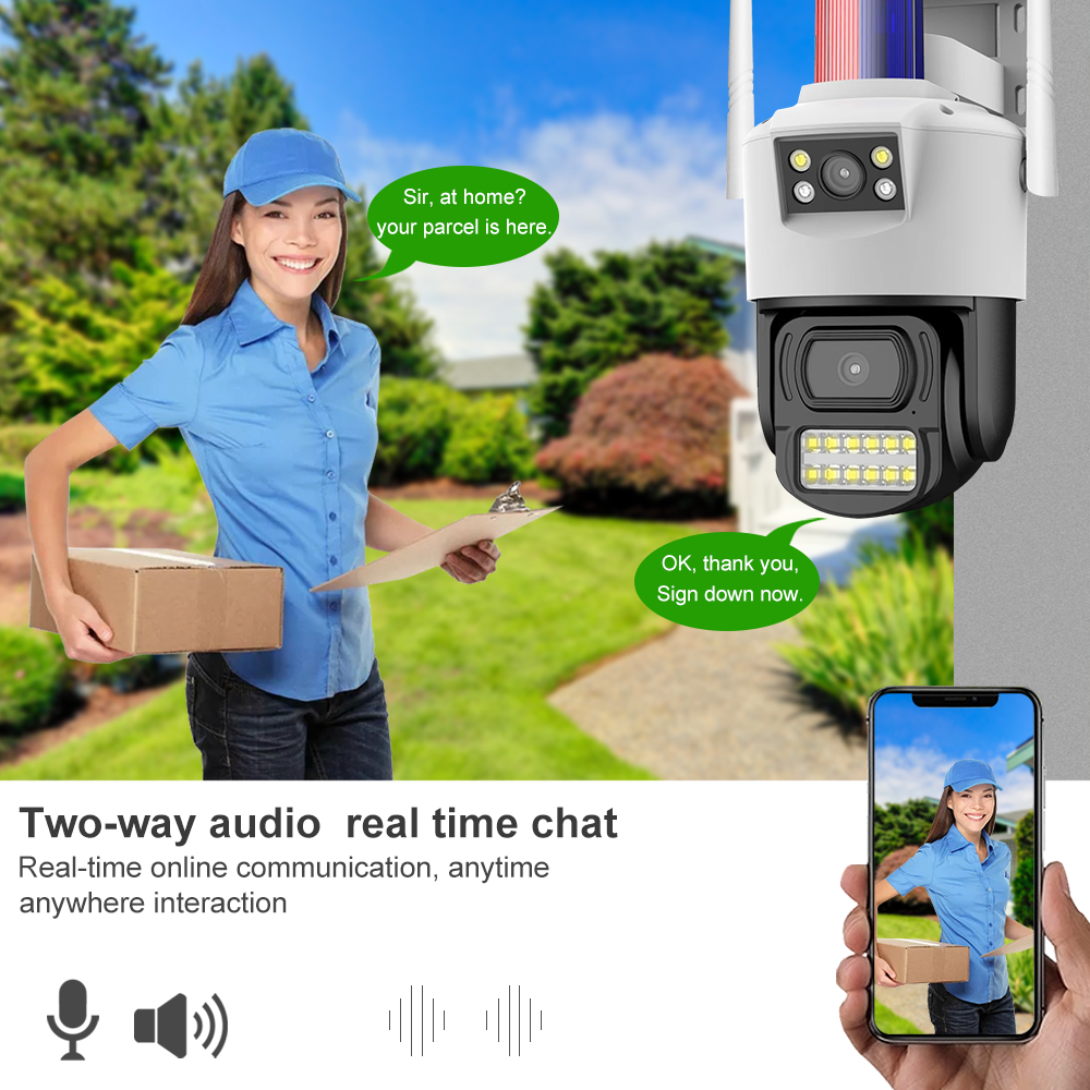 Dual lens AI tracking V380 Full Color Smart PTZ Home Security CCTV Wireless Mini camera wifi outdoor surveillance