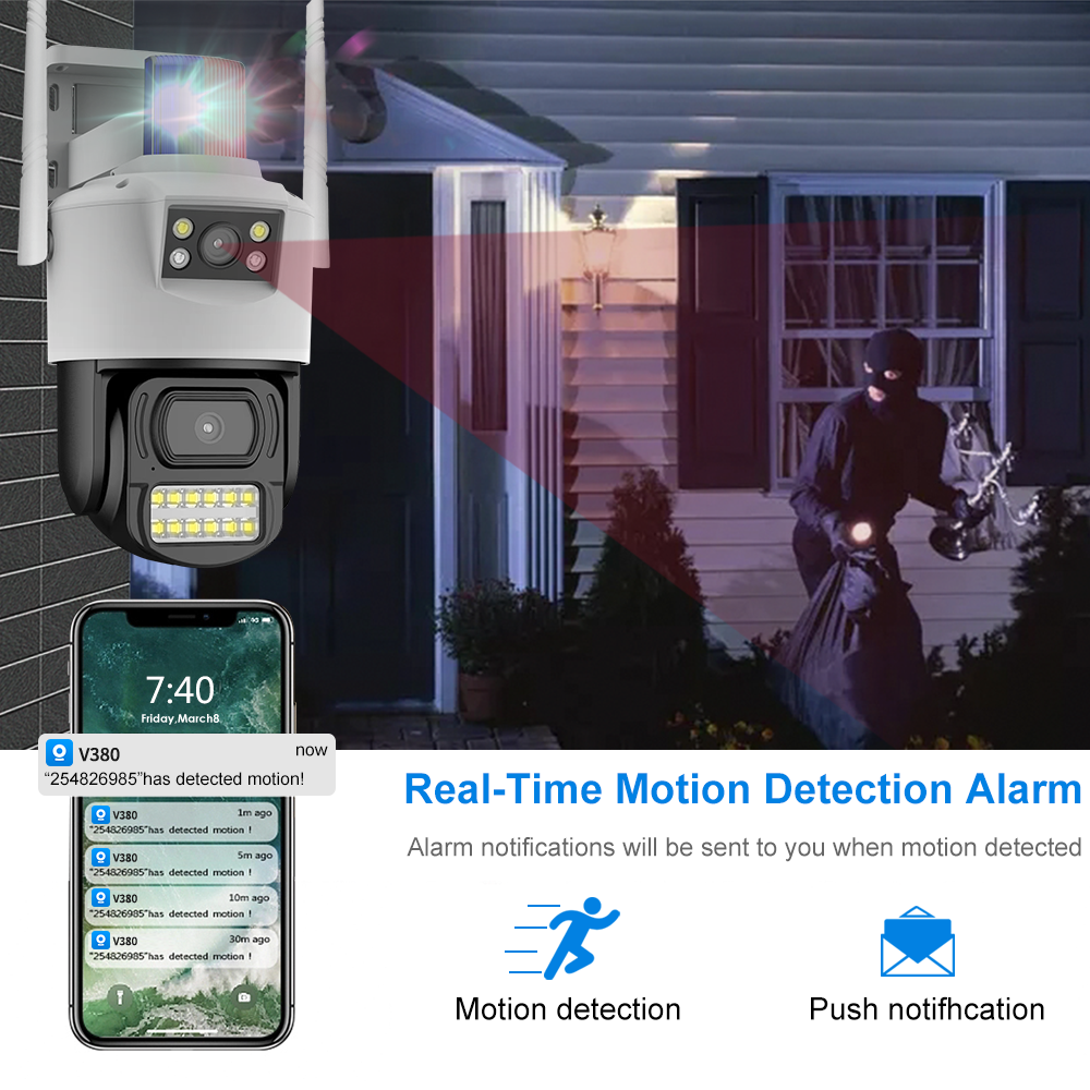 Dual lens AI tracking V380 Full Color Smart PTZ Home Security CCTV Wireless Mini camera wifi outdoor surveillance