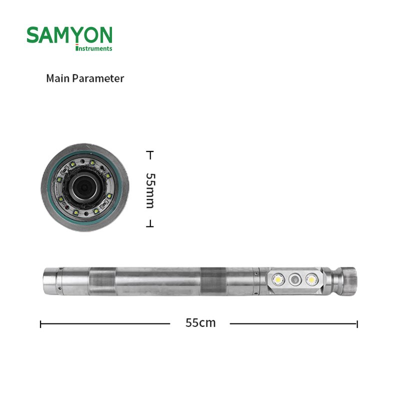 Analog Industrial Borewell Camera 80m Underwater Drilling Detector Inspection Deep With Transmitter 55mm Dual