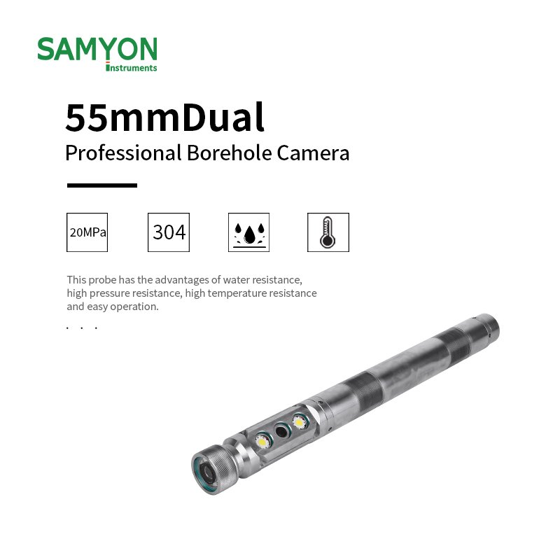 Analog Industrial Borewell Camera 80m Underwater Drilling Detector Inspection Deep With Transmitter 55mm Dual