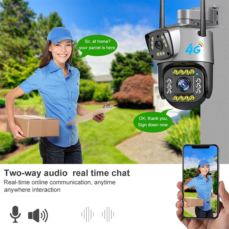 V380pro 4MP 4G Outdoor Camera 4G Sim Card Dual Mirror Ptz Lte Ai Detection Alarm Security Viewerframe Mode Network Ip Camera