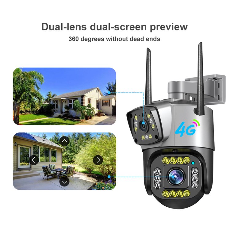 V380pro 4MP 4G Outdoor Camera 4G Sim Card Dual Mirror Ptz Lte Ai Detection Alarm Security Viewerframe Mode Network Ip Camera