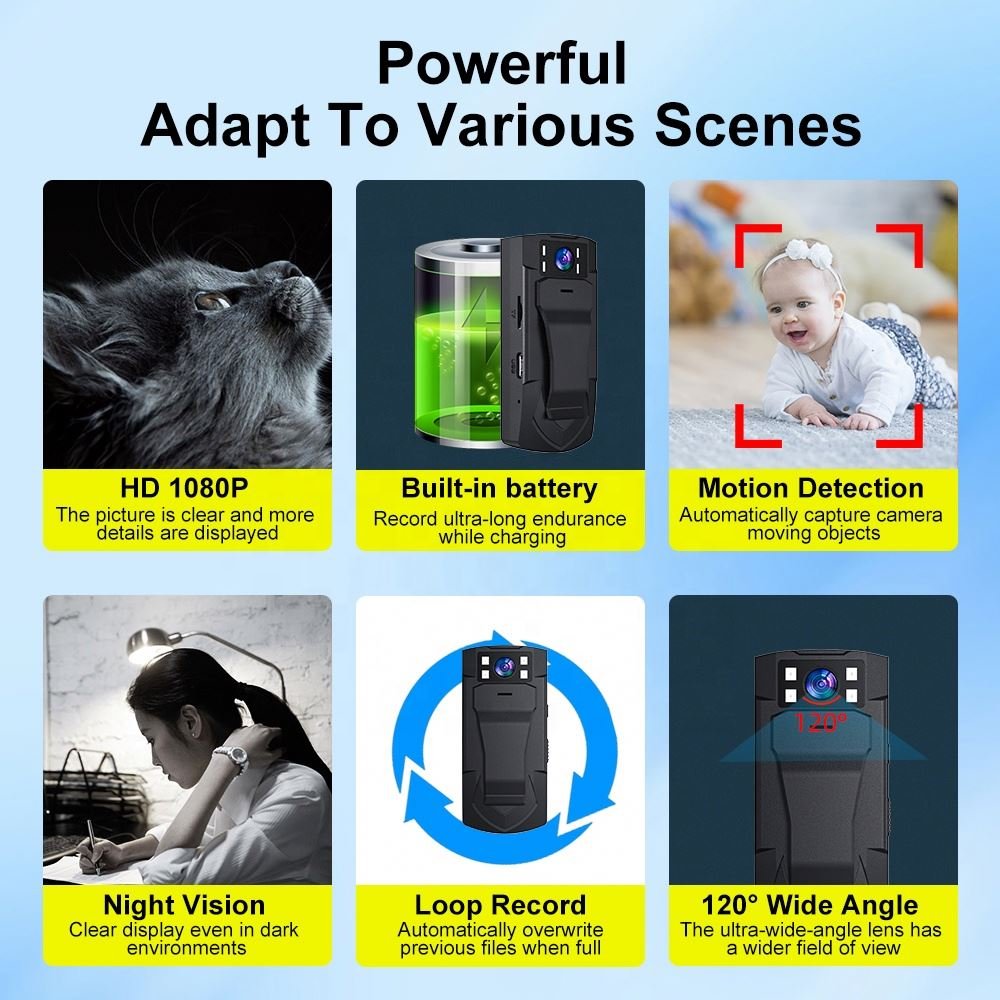 QZT Mini Camera Full Hd1080p Conference Camera Motion Dv Working Recorder Smart Recording Back Clip Camera