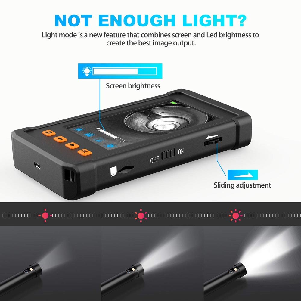 Dual Lens Borescope with 4.3inch HD IPS Screen Industrial Endoscope with Front View Camera and Side View 2 two Camera PQ307