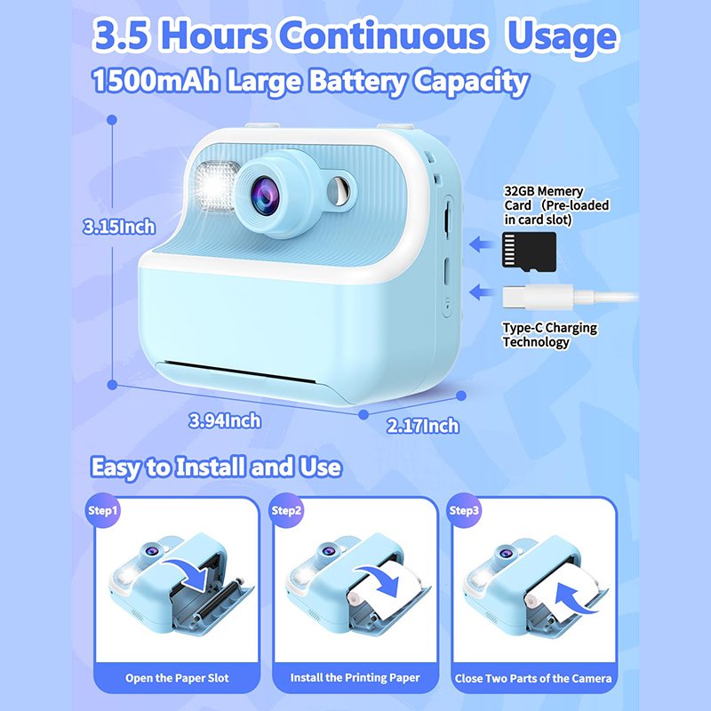 CP02 Juguetes 2023 Elementary School Students Kindergarten Gift Kids Instant Camera Print Mini Camera For Girl Boy Children