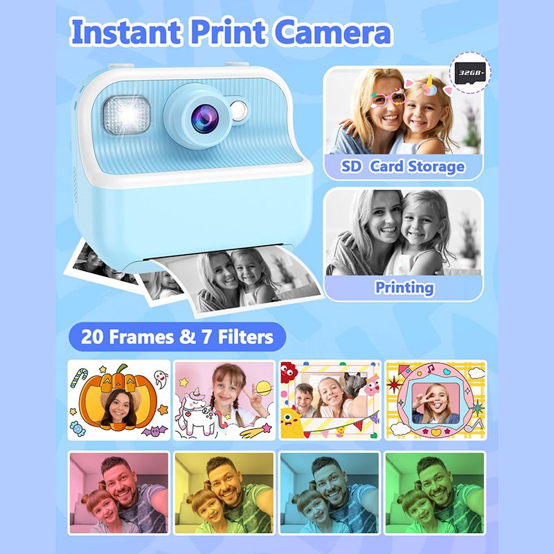 CP02 Juguetes 2023 Elementary School Students Kindergarten Gift Kids Instant Camera Print Mini Camera For Girl Boy Children