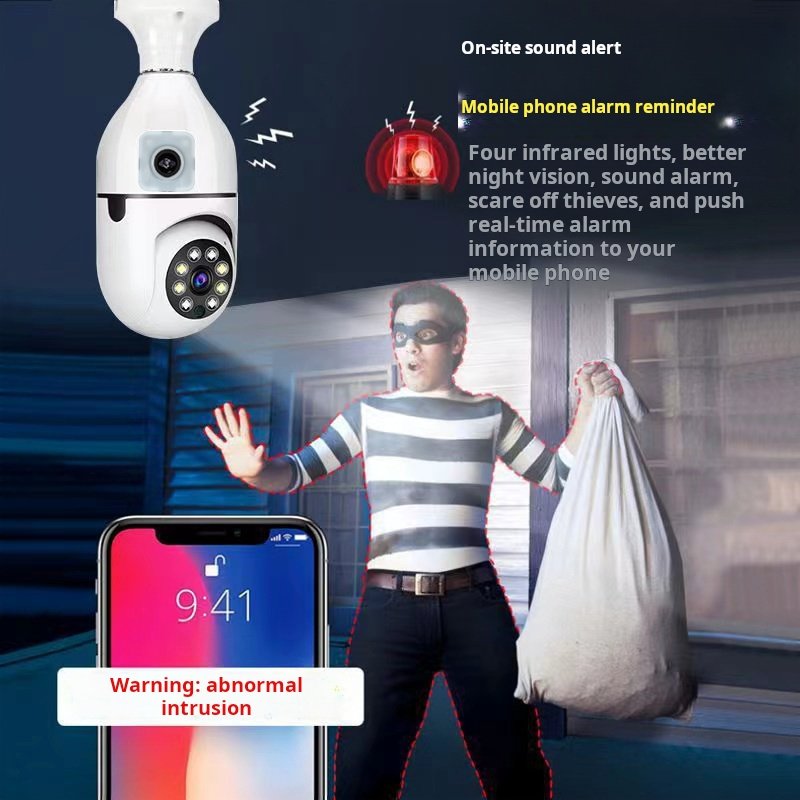 Wedtserha Double Megapixel 1080P HD Dual lens indoor Human detective 360 degree Wifi bulb smart camera wifi camera High quality