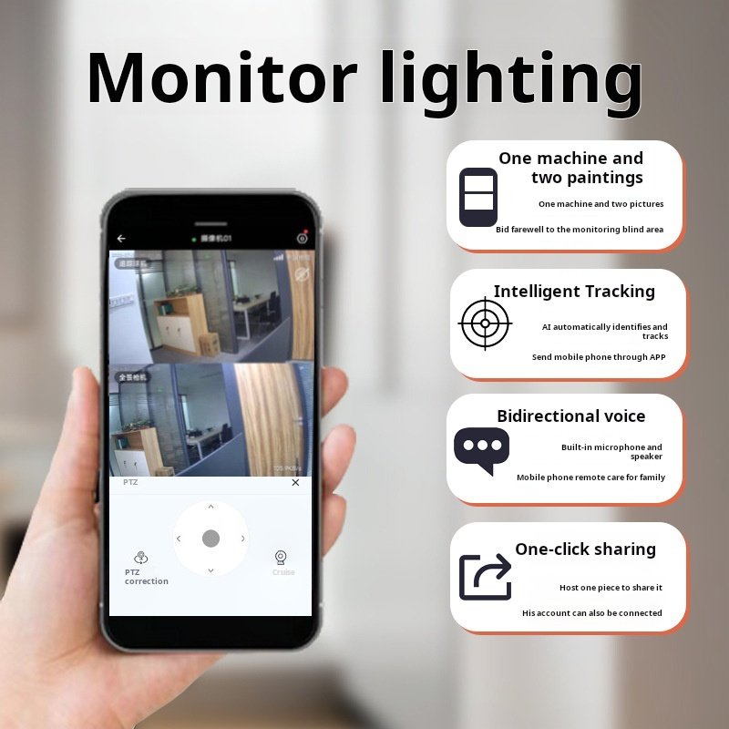 Wedtserha Double Megapixel 1080P HD Dual lens indoor Human detective 360 degree Wifi bulb smart camera wifi camera High quality
