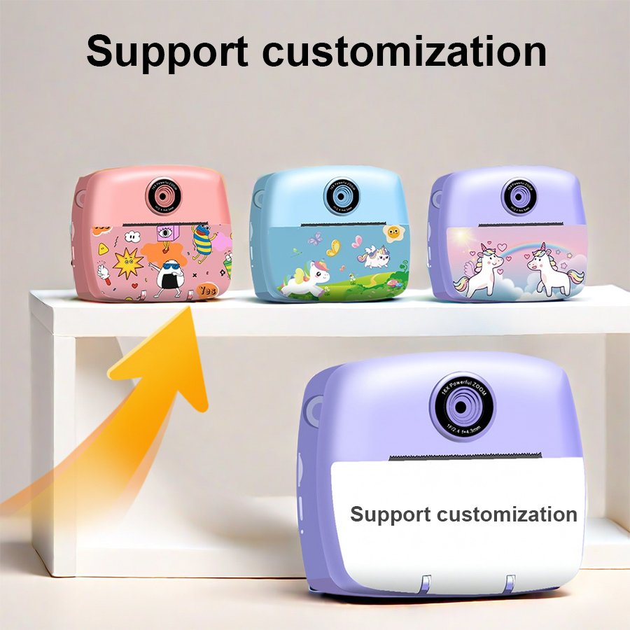 PoddyPony C10 Customize Portable Cartoon Toy Children Digital Instant Print Camera 2.4inch Take Photos Mini Cameras For Kid Gift