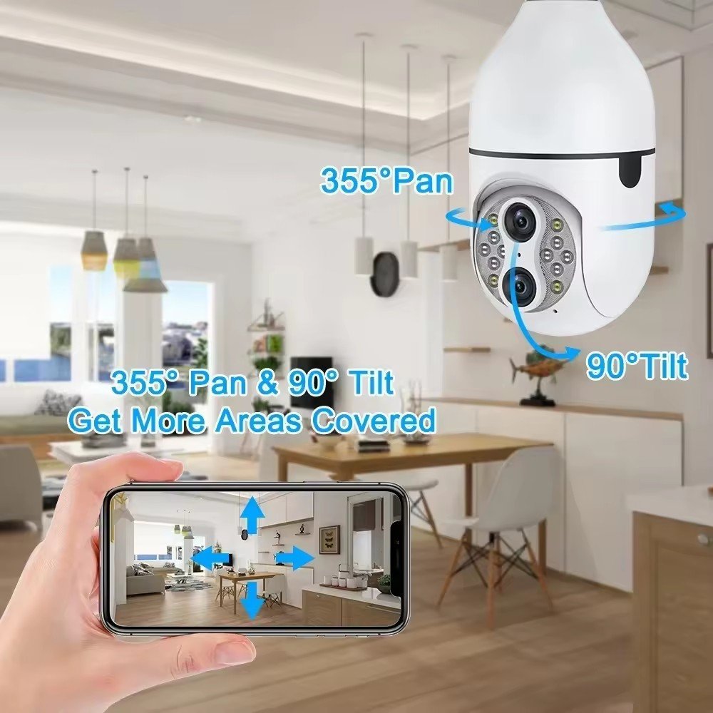 10x Zoom E27 Security Sur-veillance home CCTV Wireless IP Light Bulb Camera Wifi Dual Lens Bulb IP PTZ Mini Camera