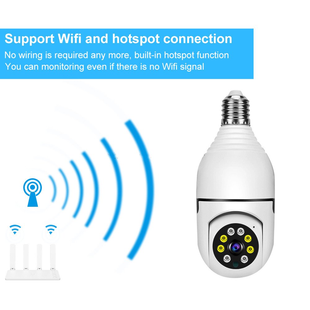 Cheapest V380 Mini E27 Bulb Camera Wireless Panoramic Light Ptz Smart Cctv Wifi Camera Belt with E27 Socket