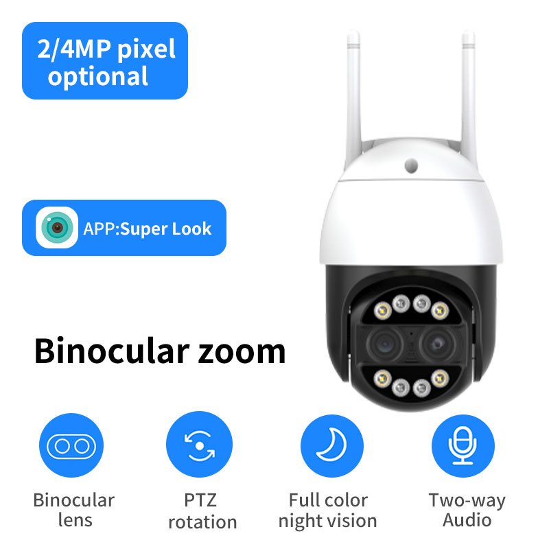 Full Color Wifi Intelligent 8MP PTZ 8X ZOOM Security Wireless Icsee 4K Dual Lens Camera