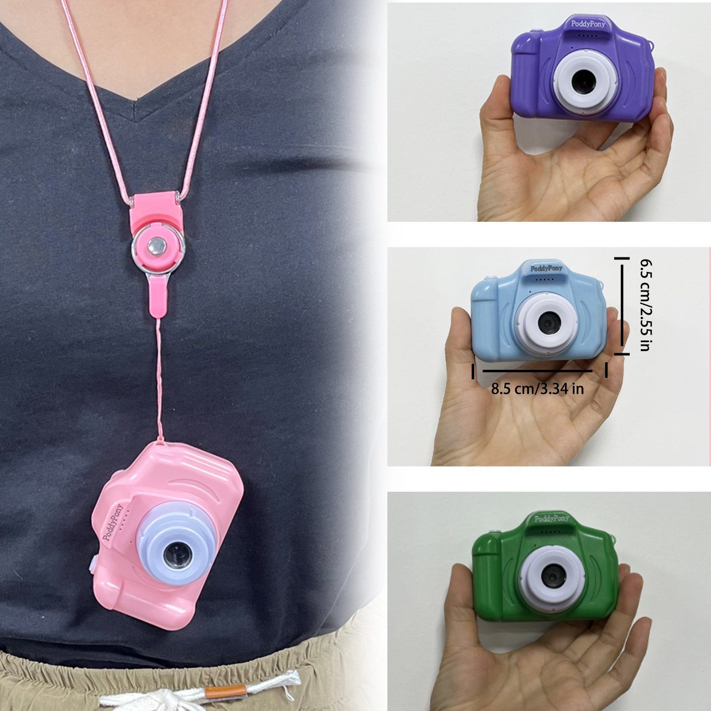 PoddyPony C3 Kids Toys mini camera hd 1080p Mini Digital Camera Portable Digital Video Photo 2 Inch Screen Display Kids Camera