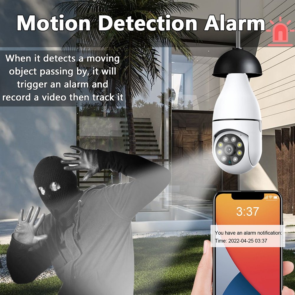 V360Pro 5G Wifi 3MP E27 Bulb Surveillance Network Cameras Indoor AI Human Detect Full Color Night Vision Wireless Cam Smart Home