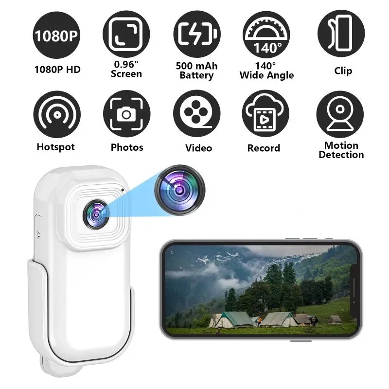 Mini Camera HD 1080 WiFi pocket Outdoor Sports Video Audio Recorder Loop Record Magnetic Back Clip Bicycle Camcorder Smart Home