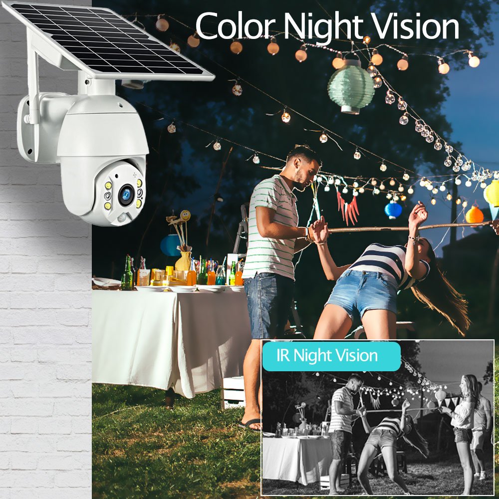Regis 2MP Unique Innovative PTZ Wireless Outdoor Solar Powered Wifi Security Battery Camera 4G SIM card