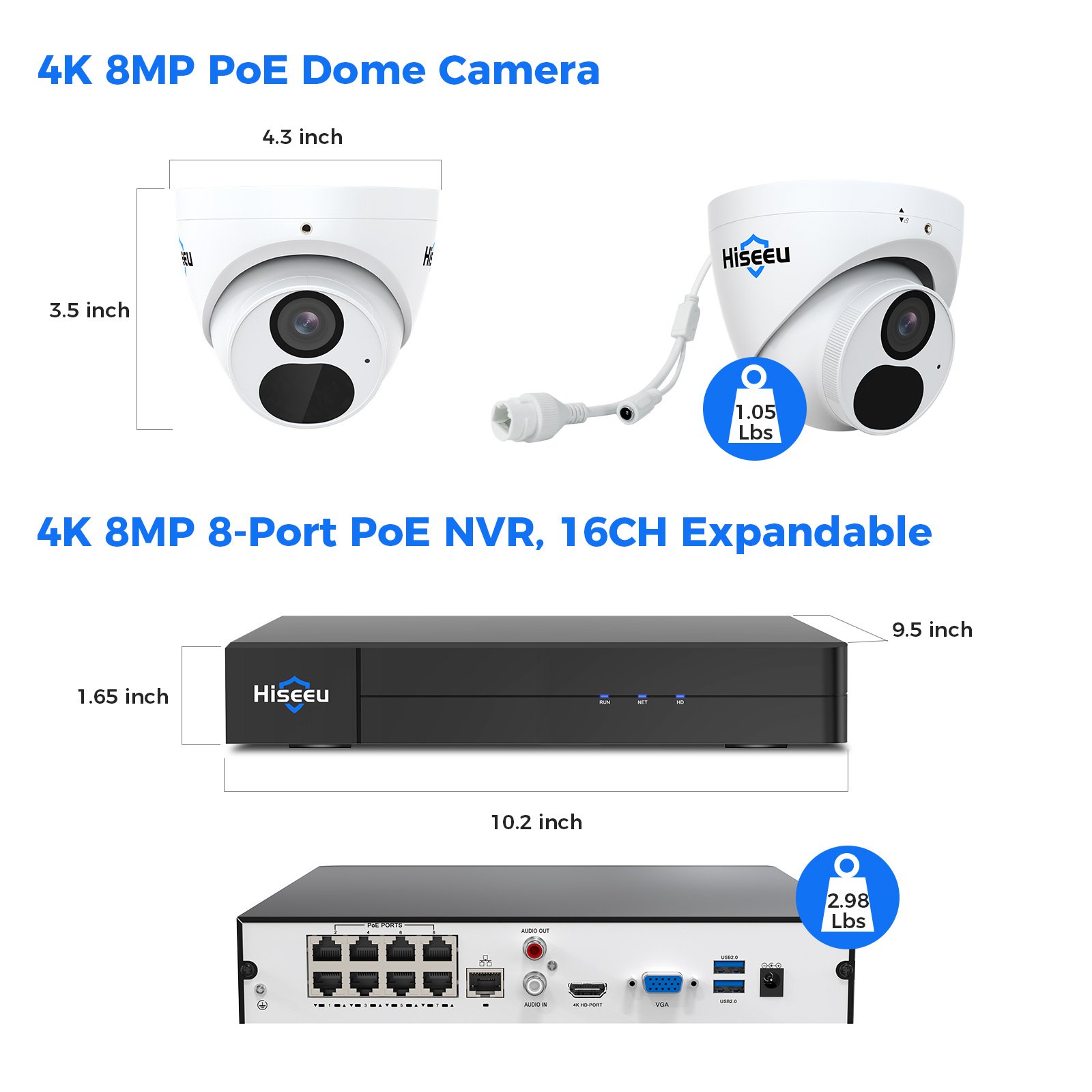 4K 8MP IP67 H265+ WDR intelligence AI Person-vehicle detection Outdoor Indoor POE IP Dome Network Camera with Audio