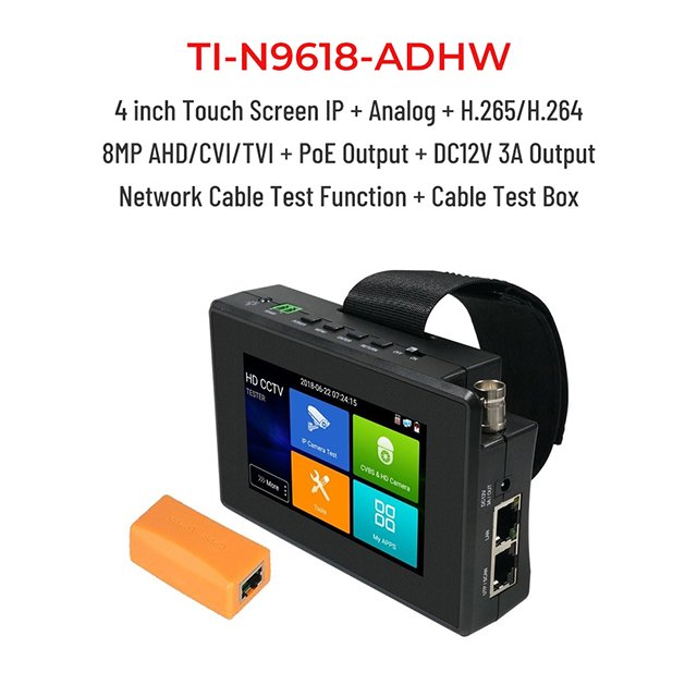 PEGATAH 4 inch H.265 IP CCTV TESTER Camera 8MP AHD/TVI/CVI POE Output IPC Security Camera Network Cable Test HD Analog Tester