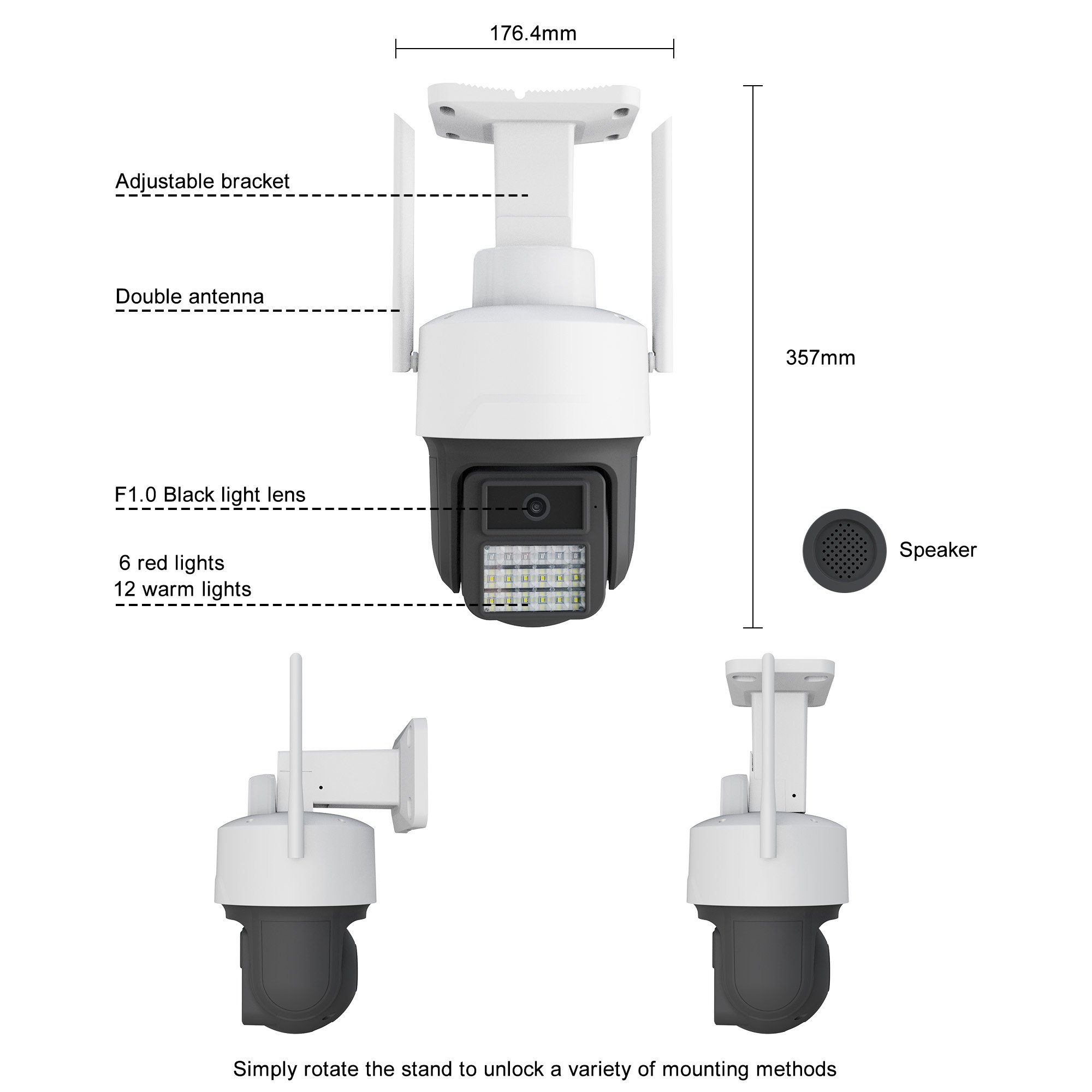 Outdoor HD WiFi Smart Dome Camera Wireless IP Network PTZ CC Camera AI Human Motion Tracking 4MP Night Vision Security Camera
