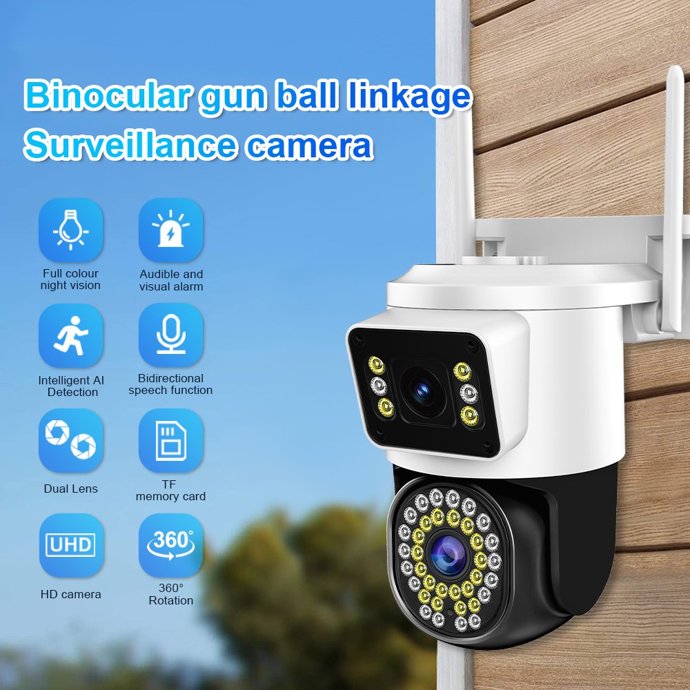 Ziicam 8MP 4K Wireless PTZ Dome Camera Dual Lens Motion Alarm Human Tracking 256G TF Card/Cloud Recording CCTV Security Camera