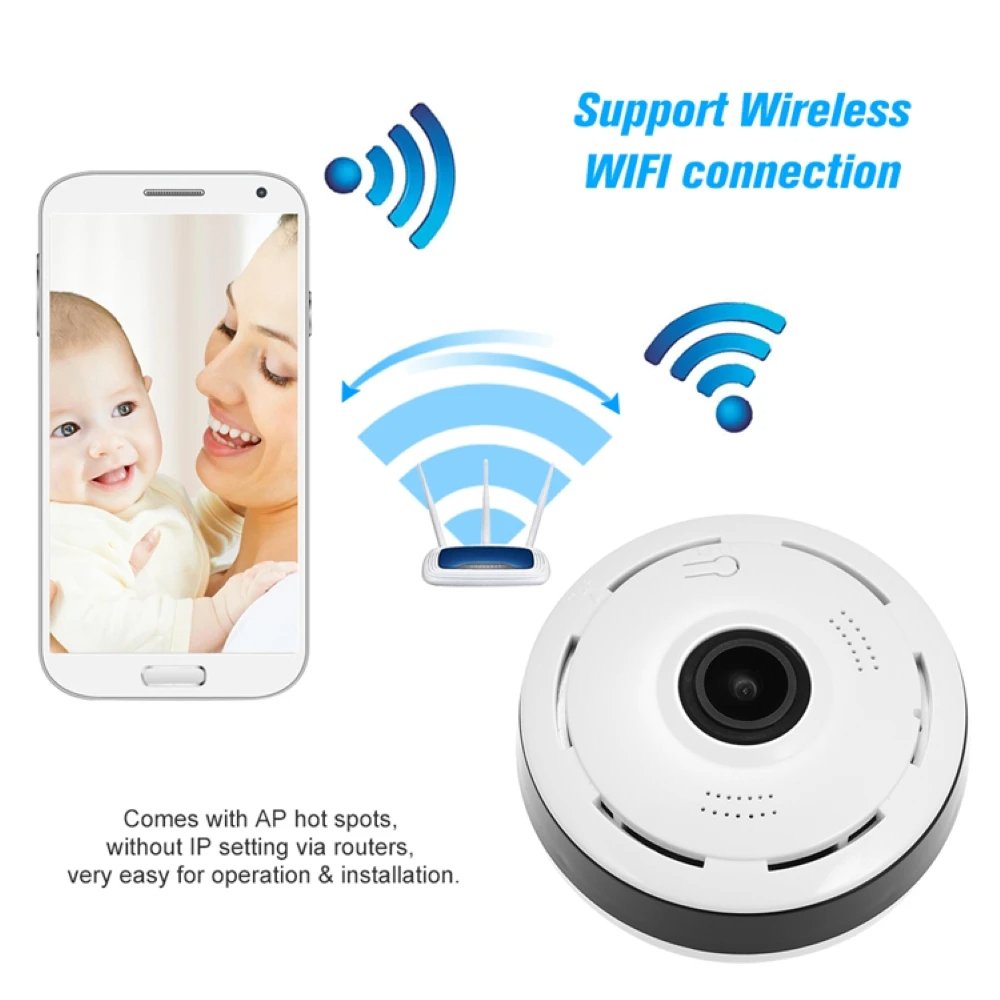 3MP Mini Wireless CCTV Secure Equipment IP 360 Fisheye Hd 960p Panoramic Camera Indoor Smart Wifi Shaped Smoke Detector Camera