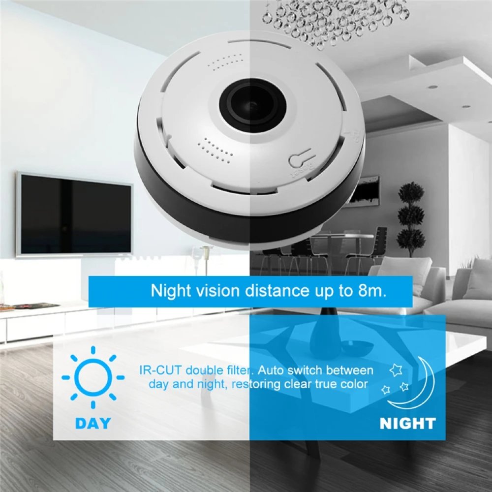 3MP Mini Wireless CCTV Secure Equipment IP 360 Fisheye Hd 960p Panoramic Camera Indoor Smart Wifi Shaped Smoke Detector Camera
