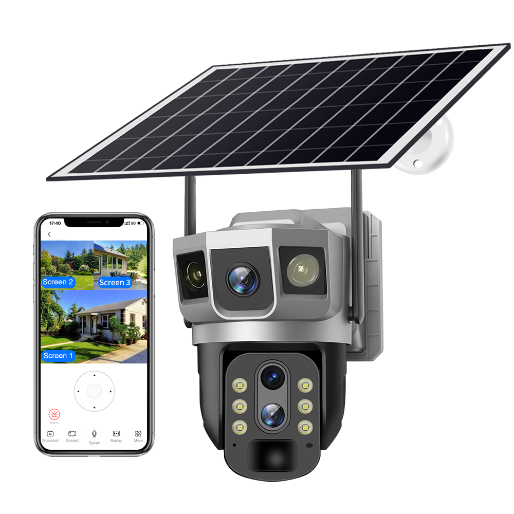 Hd Ptz Dual Lens Solar Battery Network Security Waterproof Outdoor Wireless Camera