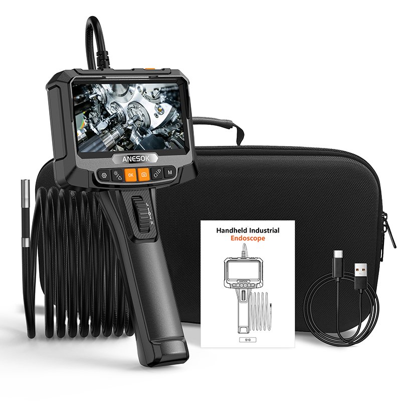 Two-Way Articulating Borescope Camera with 5.0" IPS LCDwith 8 Lights for Automotive Mechanics