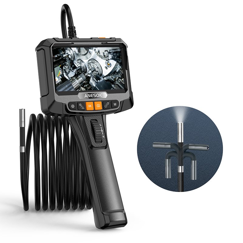 Two-Way Articulating Borescope Camera with 5.0" IPS LCDwith 8 Lights for Automotive Mechanics