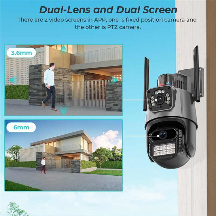 3MP And 3MP 6MP Dual Lens Camera De Surveillance Sans Fil Wireless Alarm Light Audio Tandem Network ICSEE IP Camera WIFI CCTV