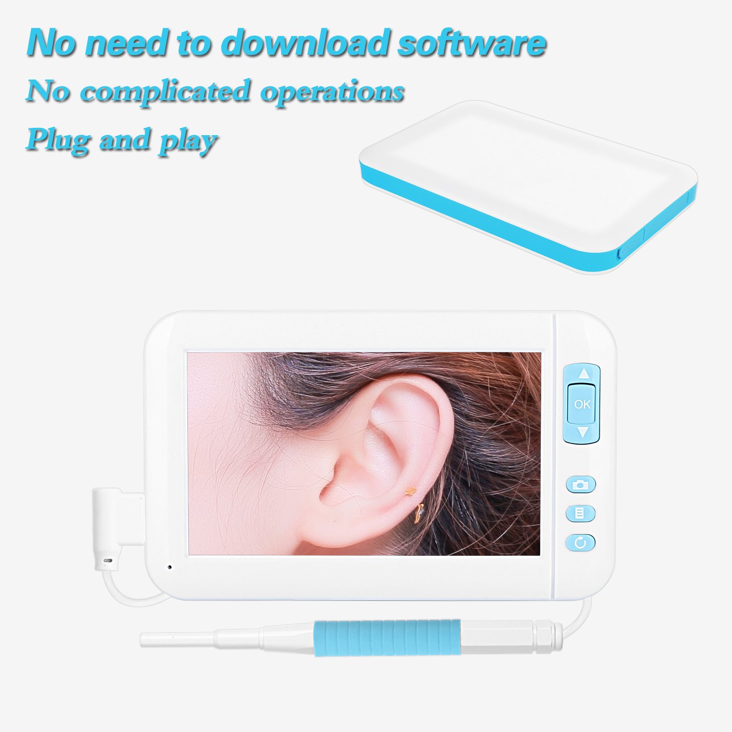 6pc LED Light Visual Ear Cleaner Mini Otoscop 1080P Otoscope with Camera Digital Video Otoscope