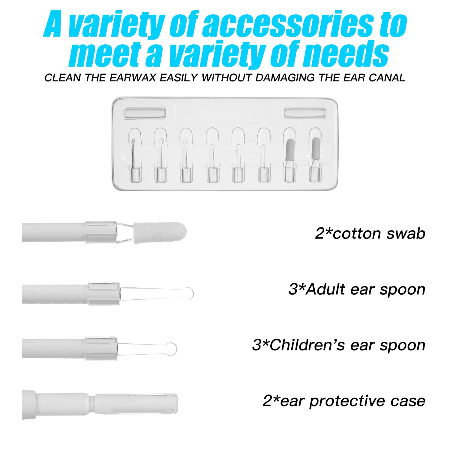 6pc LED Light Visual Ear Cleaner Mini Otoscop 1080P Otoscope with Camera Digital Video Otoscope