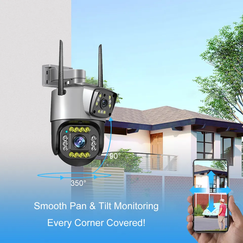 4MP SIM Cctv Security Ip Surveillance Camera Outdoor Dual Lens 4G Network Camera V380PRO