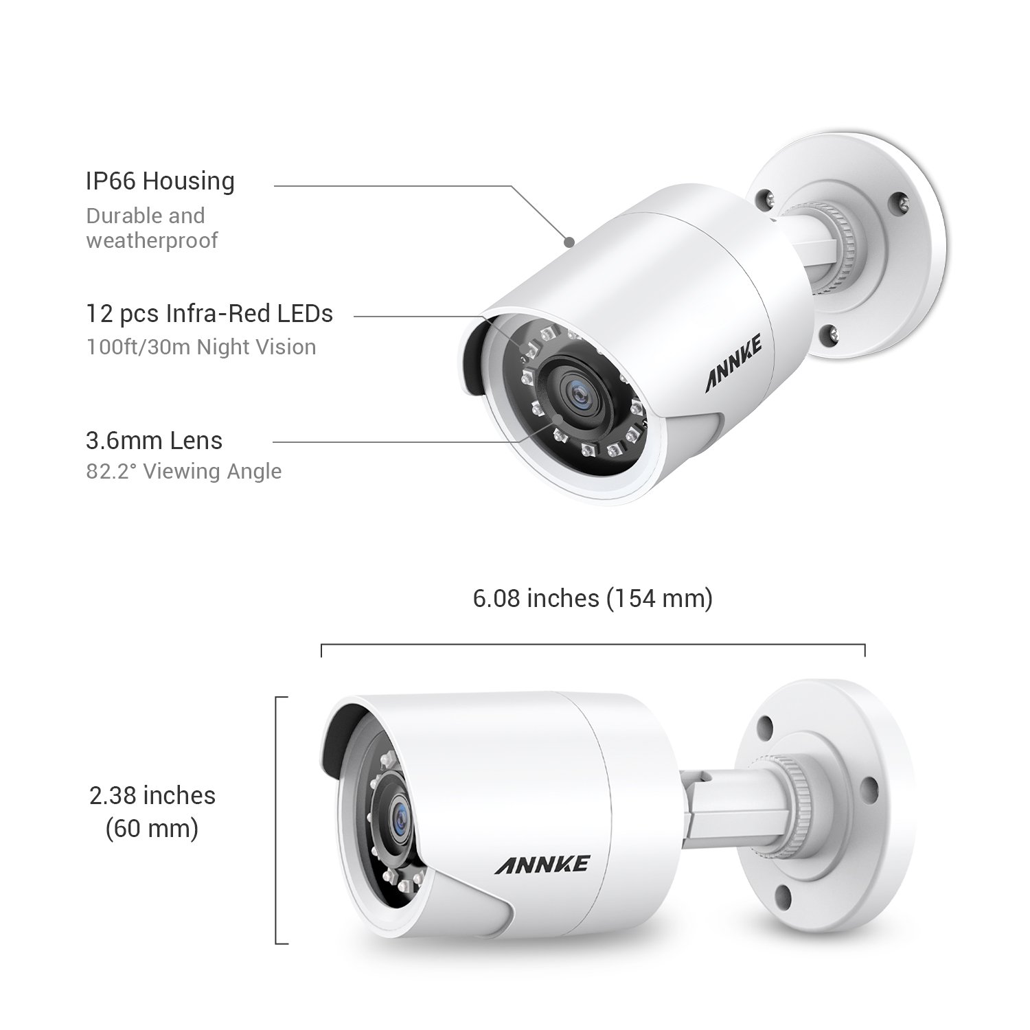 ANNKE 4pcs Camera Set 1080p Full HD Night Vision IR 100ft IP66 Waterproof Outdoor CCTV Security Camera