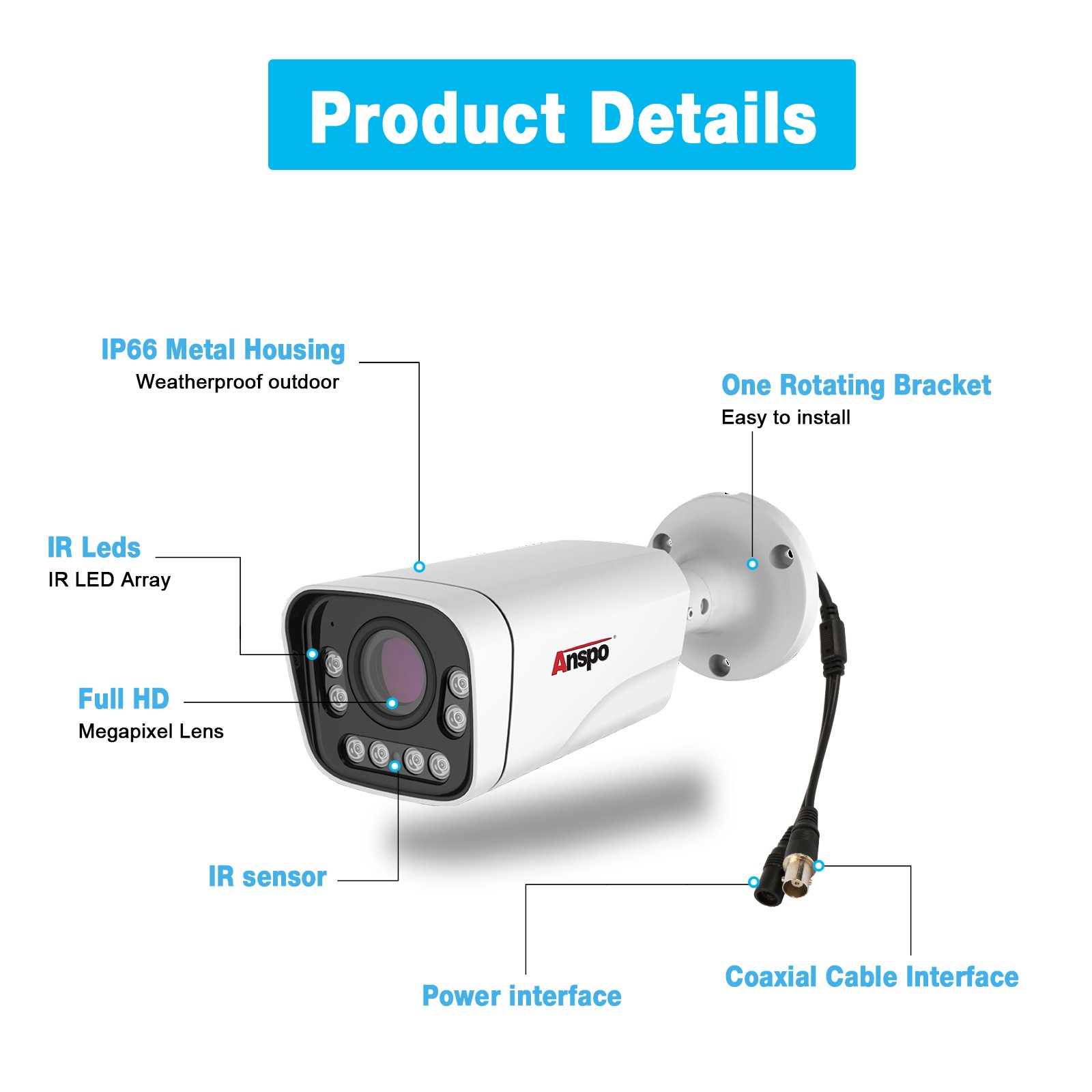 Cctv Camera AHD Security Cameras 2mp Bullet Analog IR Weather-proof Outdoor Surveillance camera