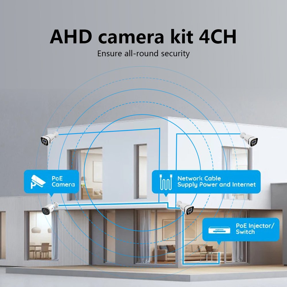 Anxinshi Brand AHD CCTV Camera 1MP 2MP 5MP 8MP analog CCTV Camera with 4 Channel DVR Security Camera System