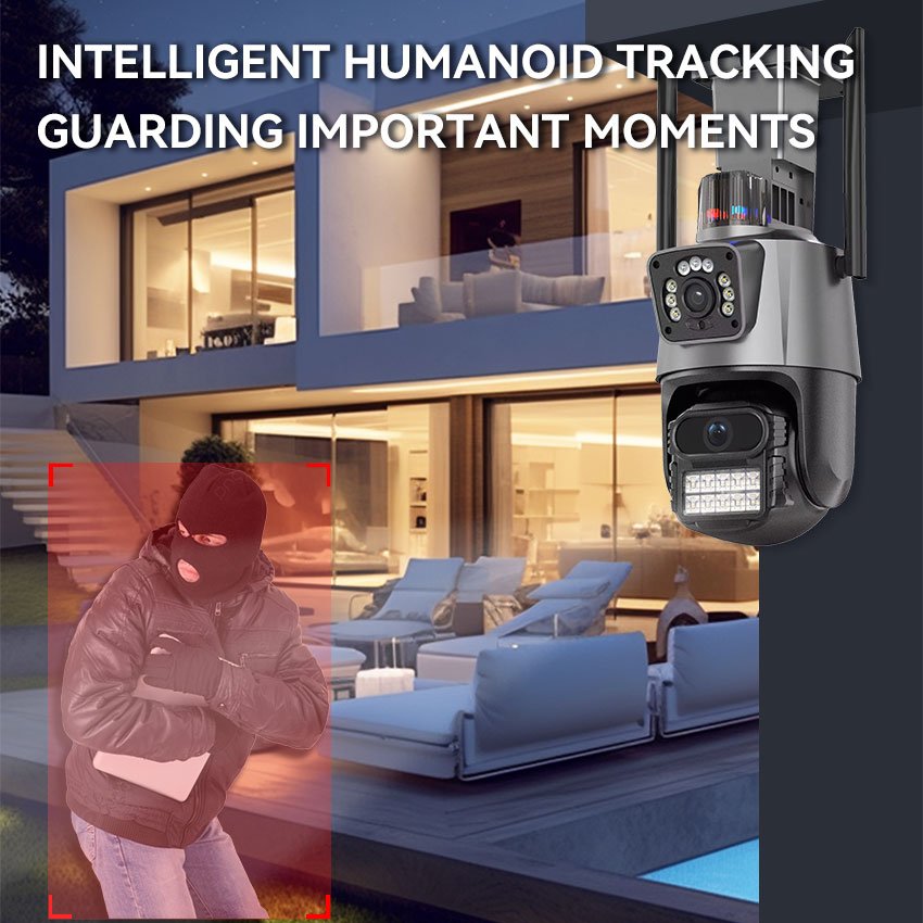 dual-lens gun ball linkage all-in-one wireless surveillance camera dome 360 degrees without dead angle double screen HD