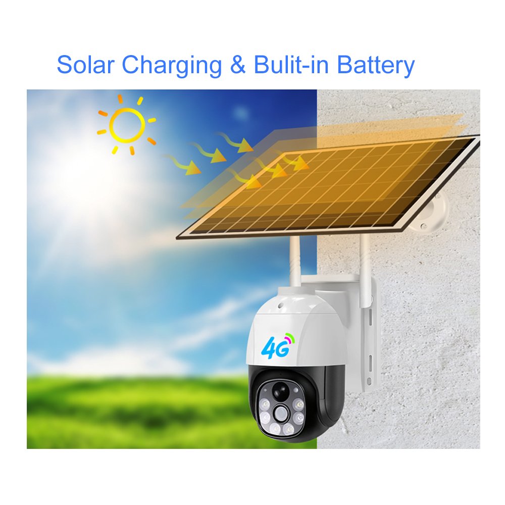 3MP Solar Power CCTV Network Camera V380 Pro Outdoor Wireless Battery Operated Security Camera 4G with SIM Card Slot