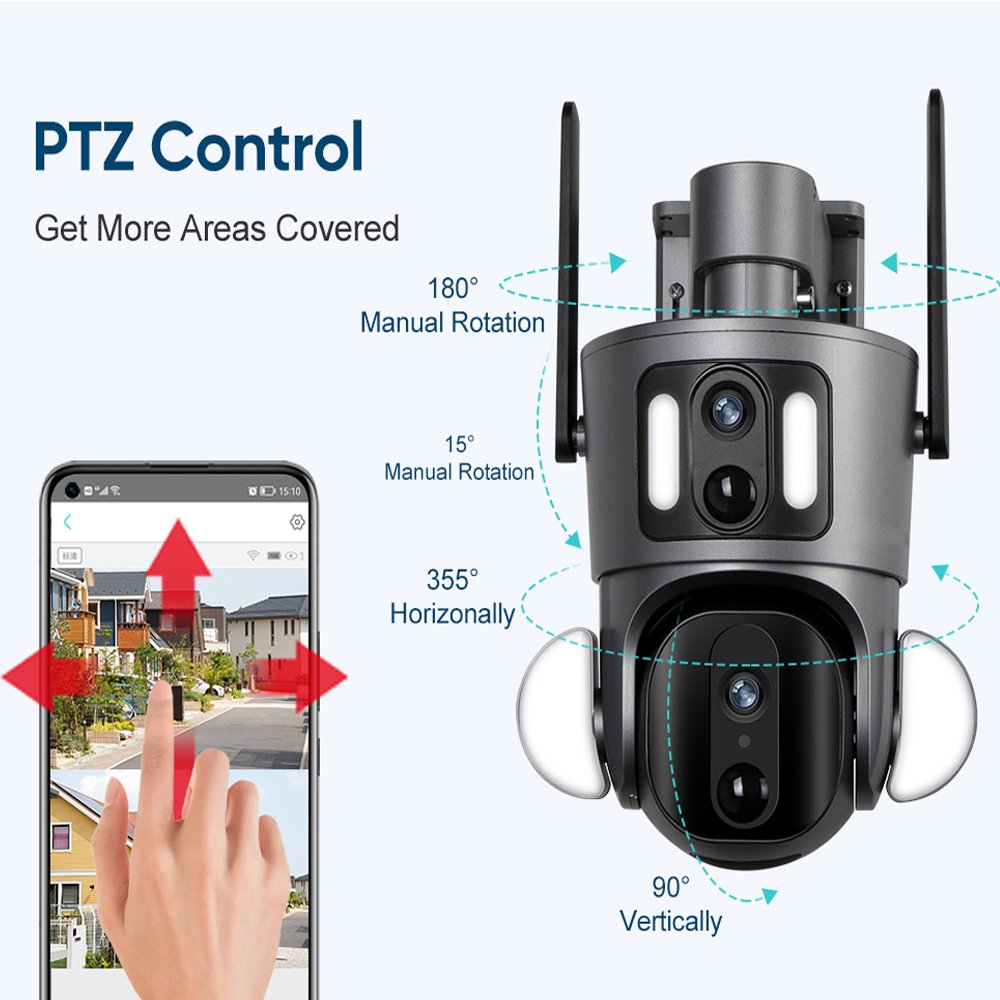 4MP 6MP 8MP 4G WIFI IP Network Camera Ptz Dual Lens Auto Tracking Home Security 10X Zoom Dual Lens Network Camera