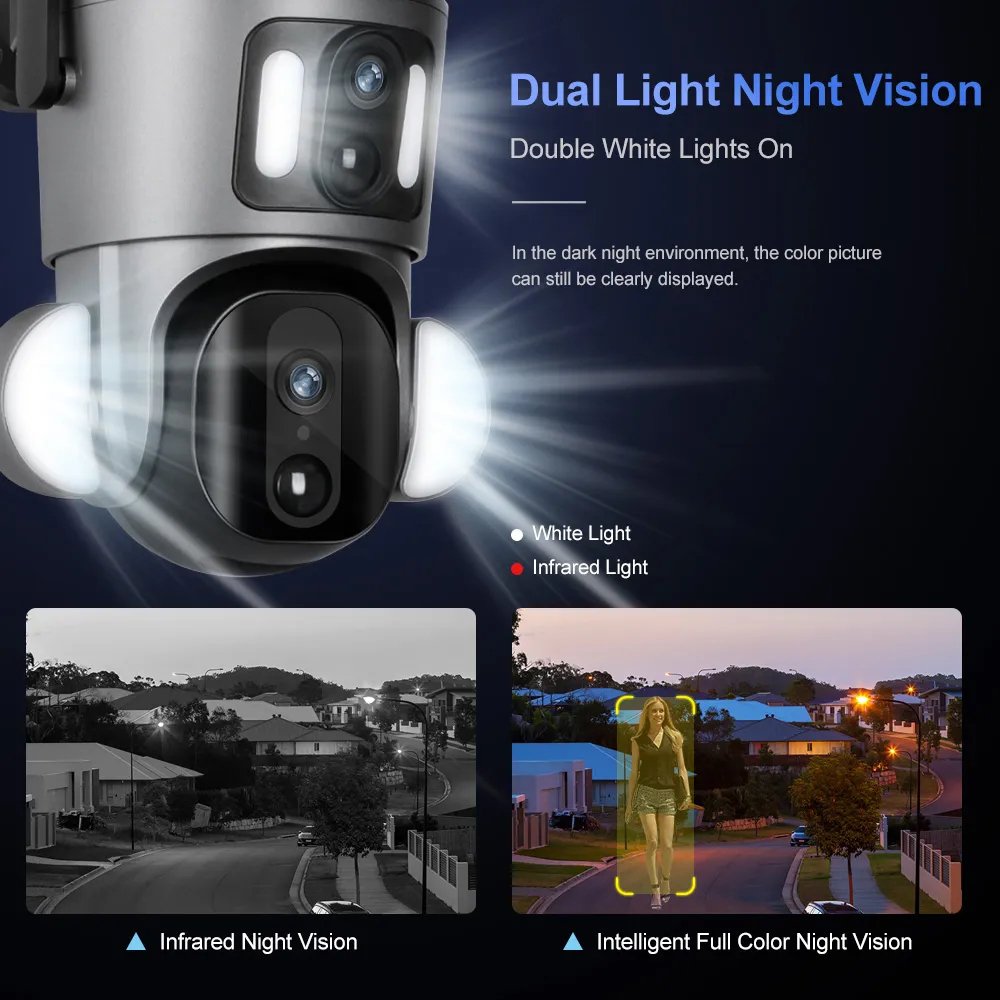 4MP 6MP 8MP 4G WIFI IP Network Camera Ptz Dual Lens Auto Tracking Home Security 10X Zoom Dual Lens Network Camera